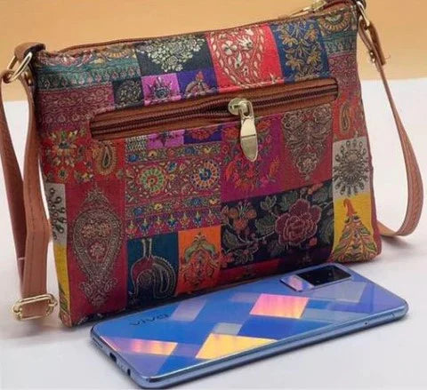 Jodhpuri Printed Zipper Sling Bag