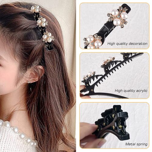 Assorted design Three Flower Side Hair Clip ( Pack of 6 )