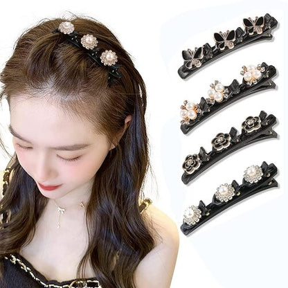 Assorted design Three Flower Side Hair Clip ( Pack of 6 )