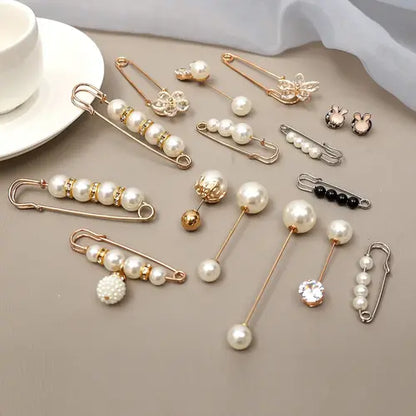 Pearl Brooch Pins Stylish Clothing Accessories ( Pack of 13 )